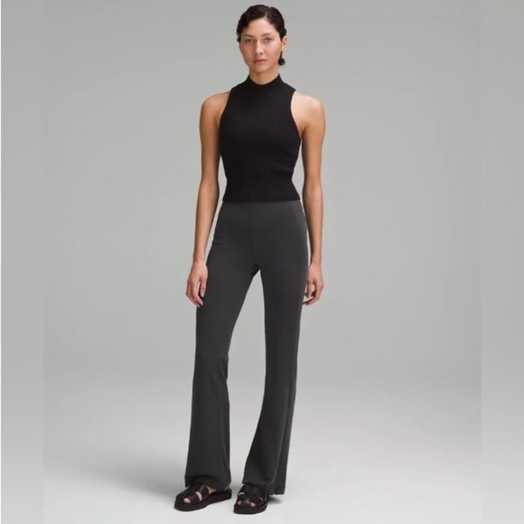 Lululemon Flared Zip Pants Leggings 4 Black Ribbed Softstreme wide leg workout - Picture 16 of 16